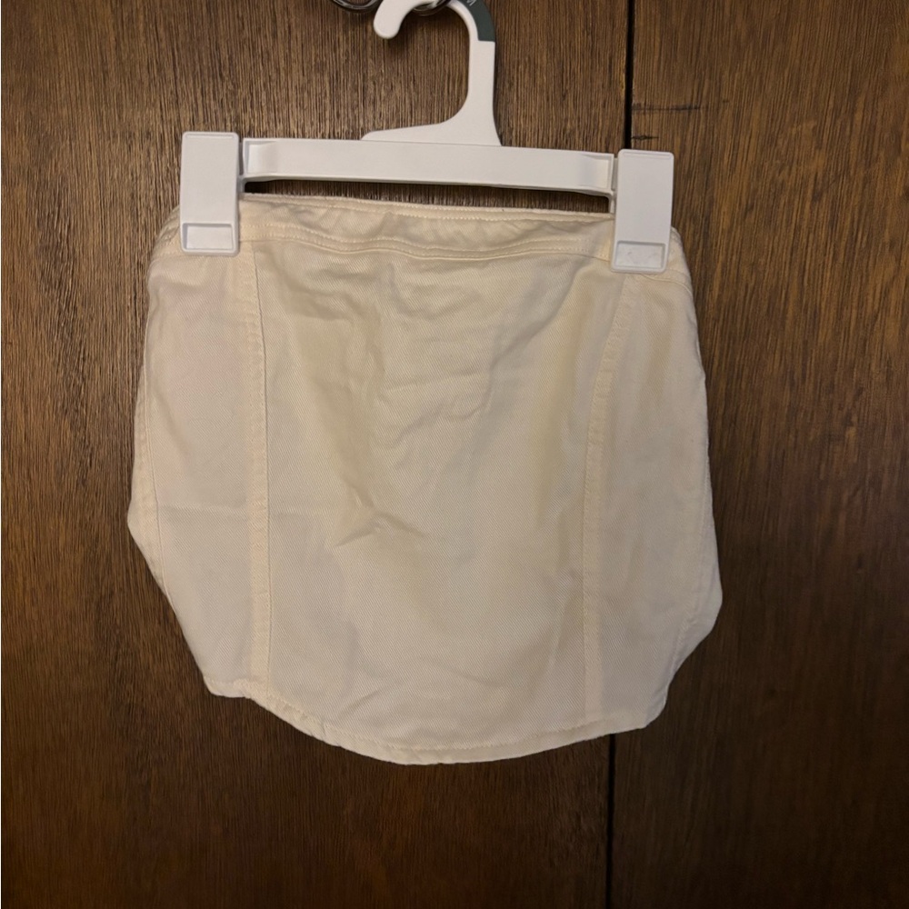 Cream denim corset tube top